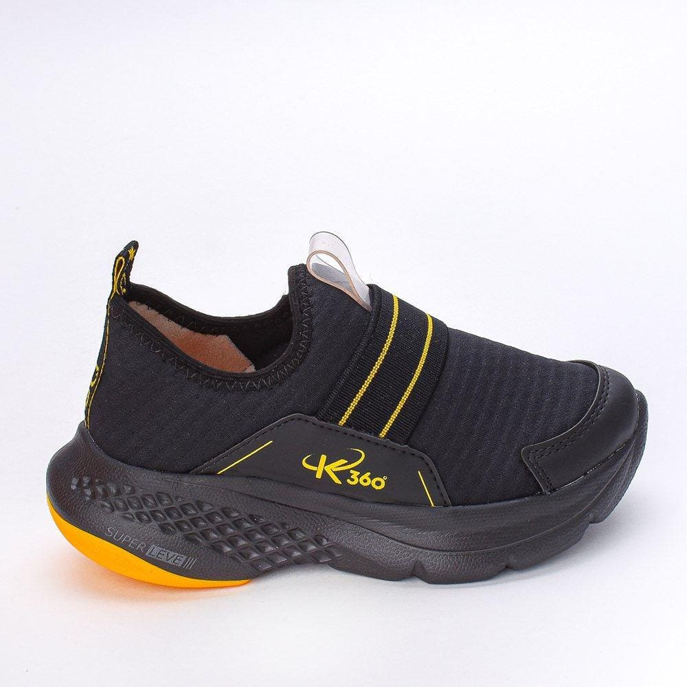 Tênis Infantil Masculino Esportivo Super Leve Preto Amarelo