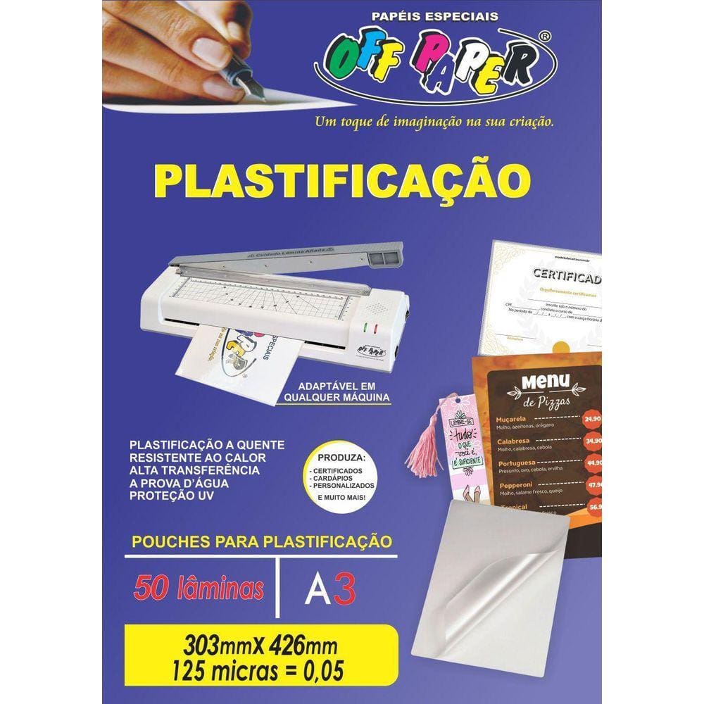 Refil Para Plastificação Off Paper A3 C/50 Fls Laminação