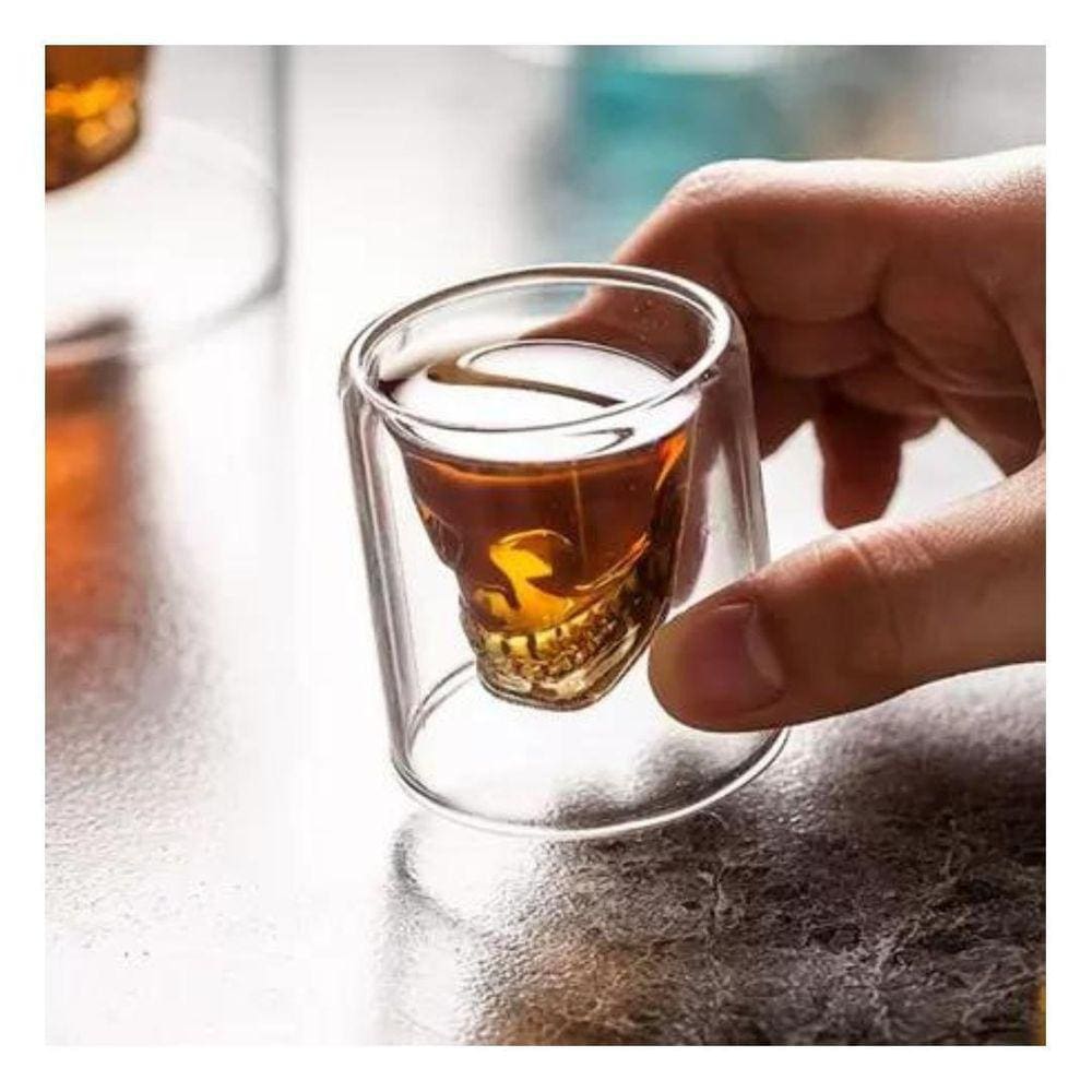 Copo Shot Dose Caveira Skull Café Whiskys 20Ml