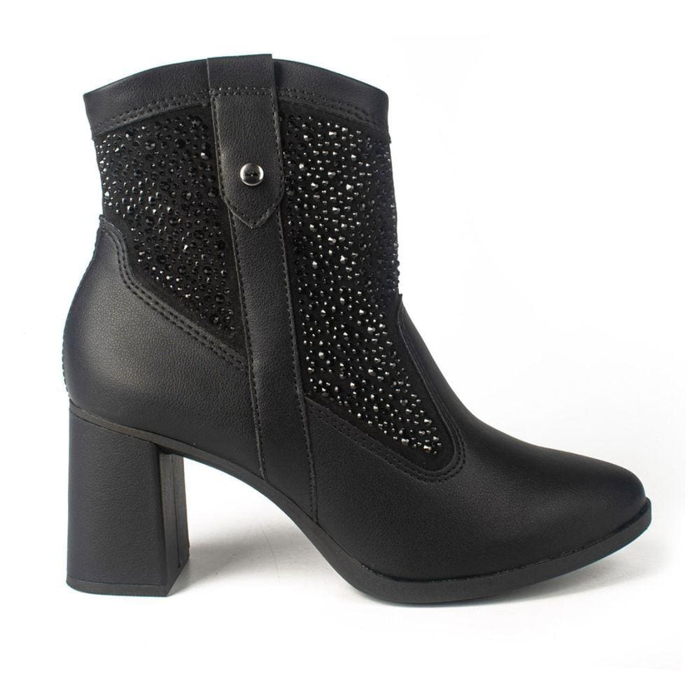 Bota Dakota Cano Curto Com Strass Hotfix Bico Fino G9904