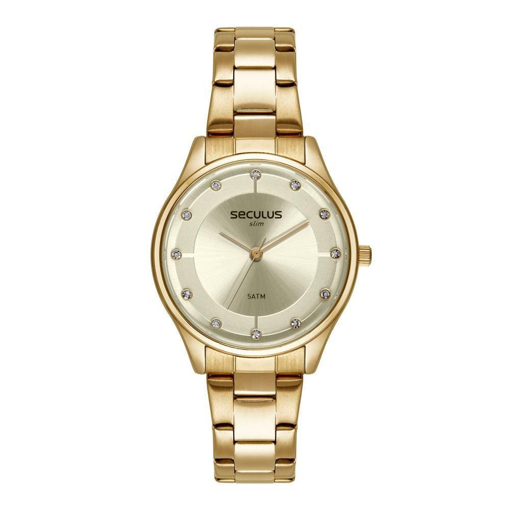 Relógio Seculus Feminino Ref: 77281lpsvds1 Slim Dourado