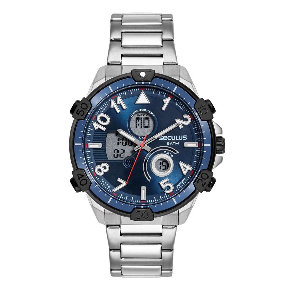 Relógio Seculus Masculino Ref: 77270gpsvca1 Anadigi Prateado