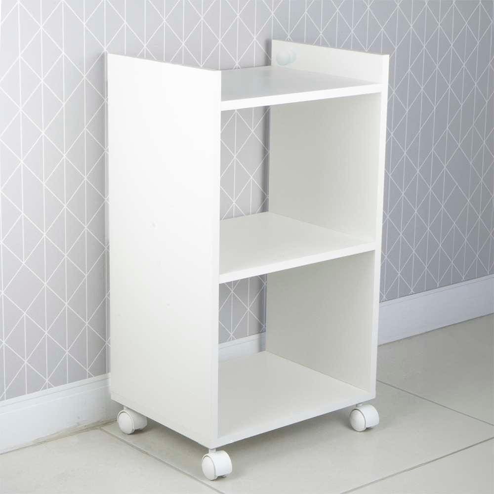 Armário Organizador Móvel Multiuso Branco Com Rodinhas 40cm