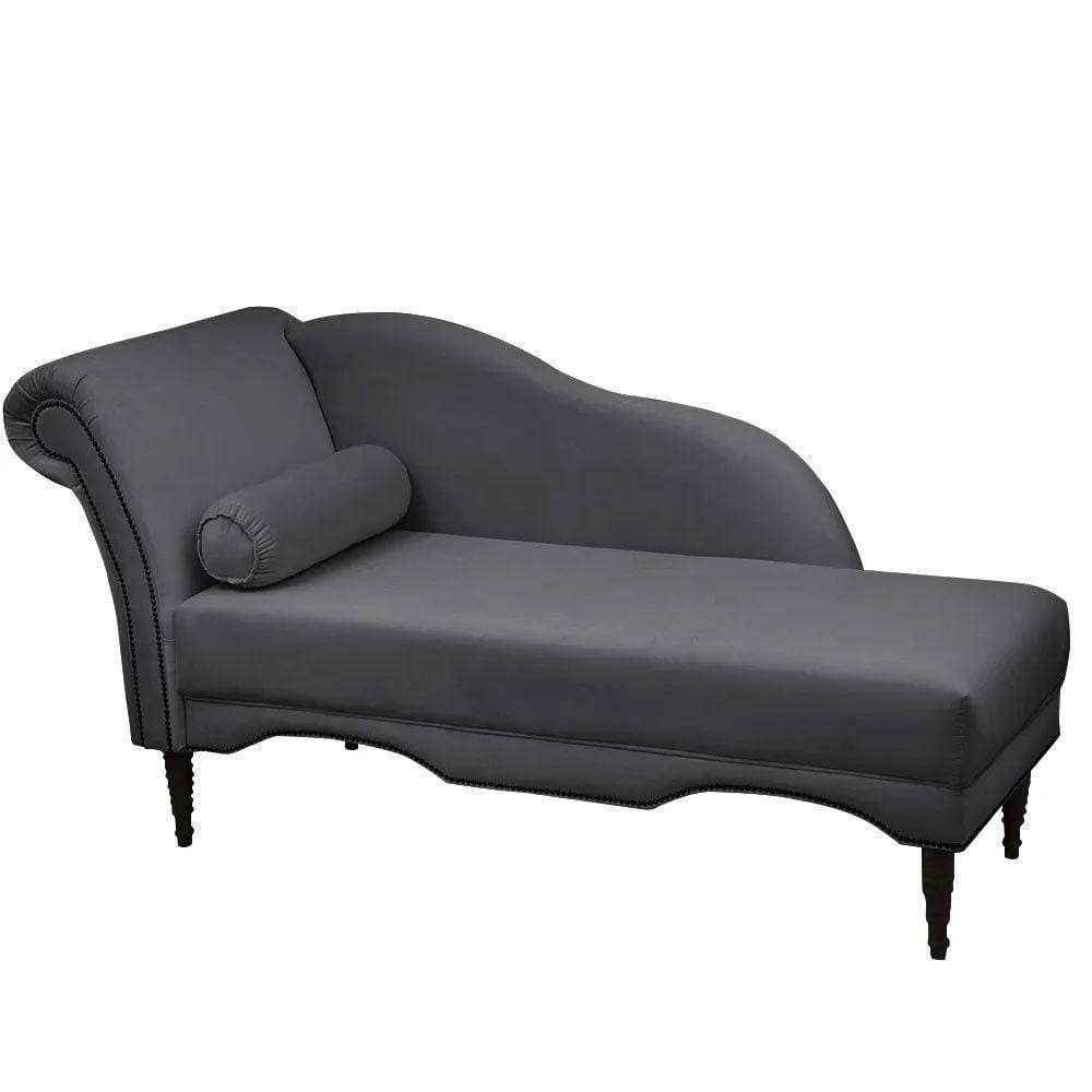 Chaise Longue Divã Copenhagen Em Madeira De Reflorestamento Veludo 160cm Star Confort Cinza Chumbo