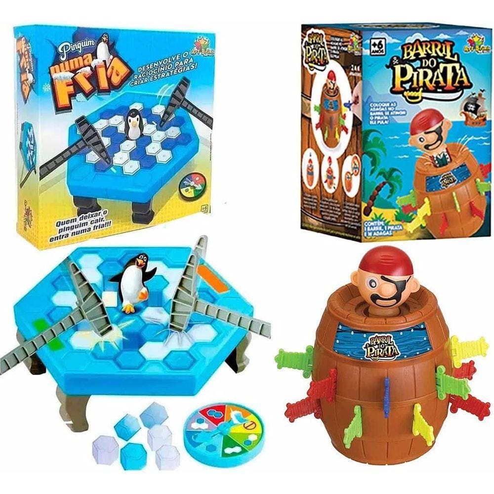 Kit Jogo Pula Pirata Barril + Jogo Pinguim Quebra Gelo