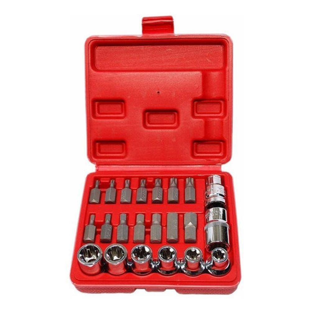 Jogo De Soquete Torx Macho/Fêmea E Hexagonal 1/2 22 Peças
