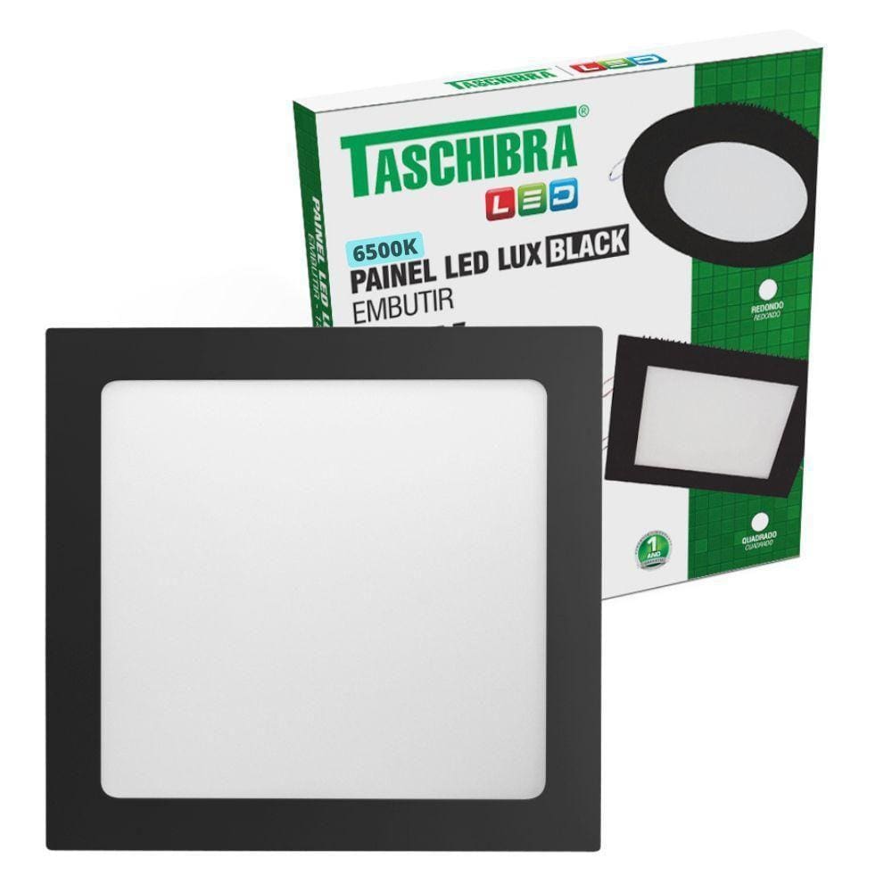 Painel De Led Quadrado Embutir 24w Preto Bivolt Taschibra 6500k Luz Fria