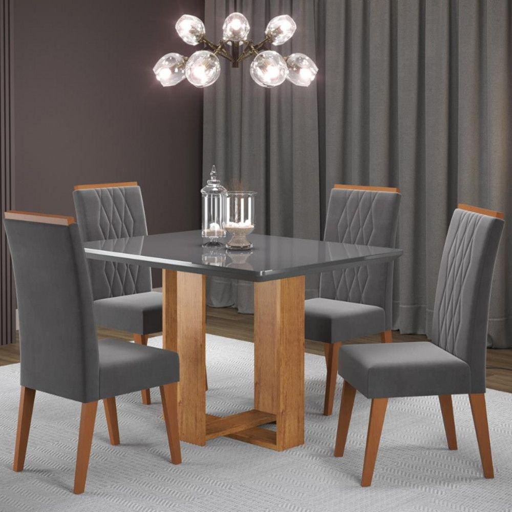 Conjunto Sala de Jantar Mesa Caxias 6 Cadeiras Cristal Viero