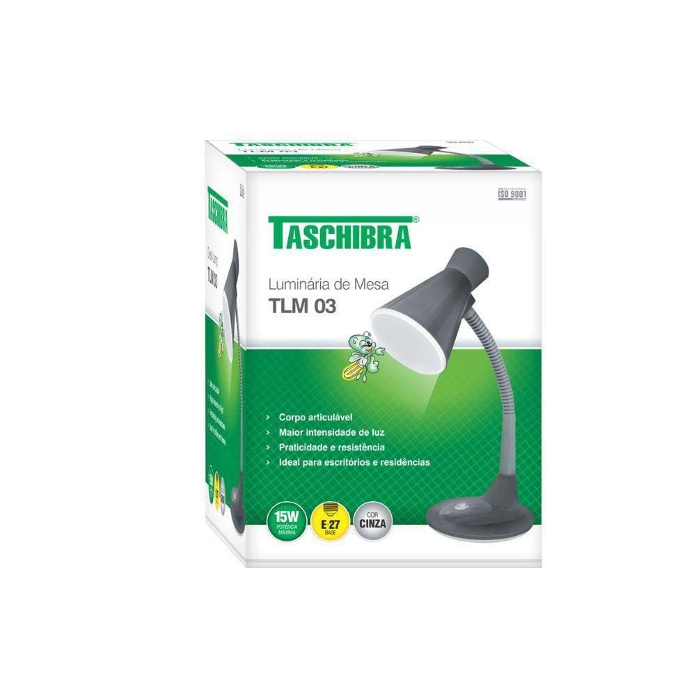 Luminária De Mesa Taschibra Tlm 03 Articulável E27 Bivolt Cinza