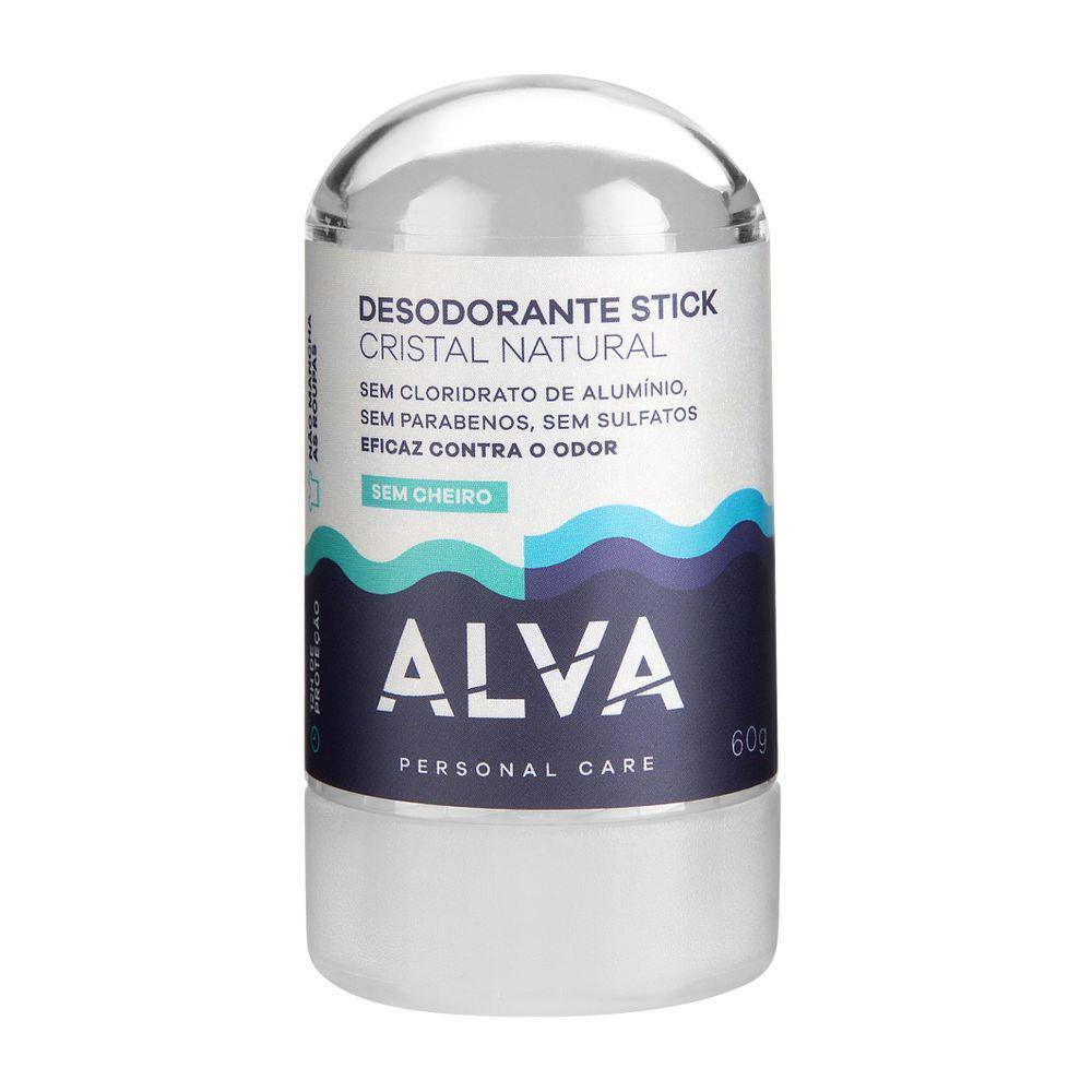 Alva Personal Care Cristal Natural Sem Cheiro - Desodorante Stick Vegano 60g