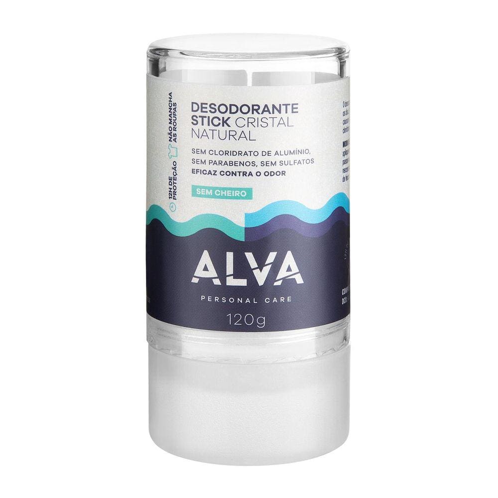 Alva Personal Care Cristal Natural Sem Cheiro - Desodorante Stick Vegano 120g
