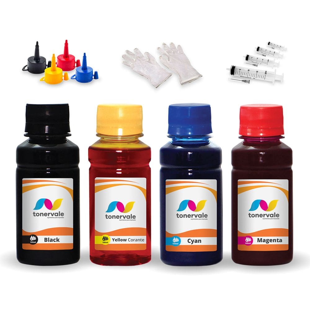 Kit 4 Tinta Para Epson L495 T664120 CMYK 100ml