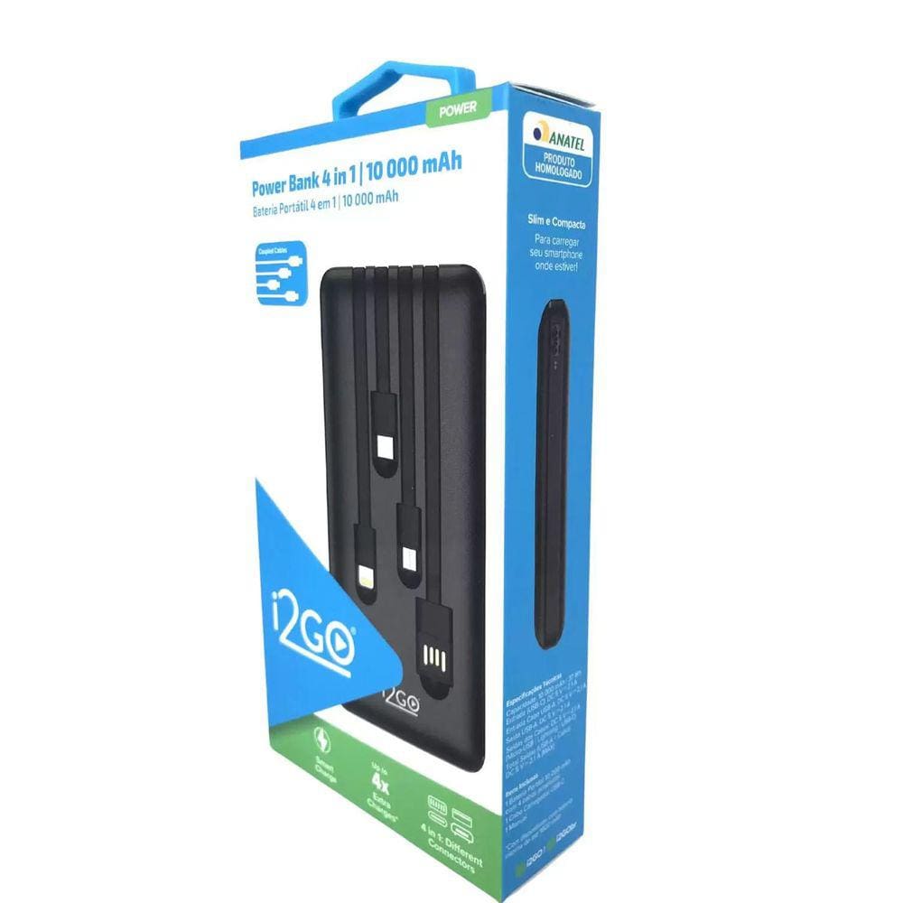 Carregador Portátil (power Bank) I2go 10000mah 4 Em 1 - I2go