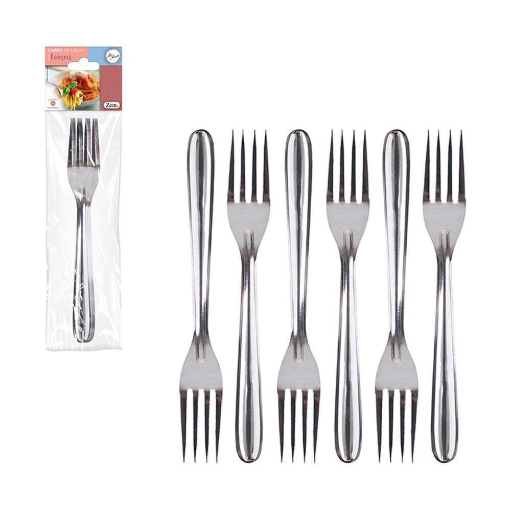 Jogo Kit 6 Garfos De Mesa Em Aço Inox Utensílio Cozinha