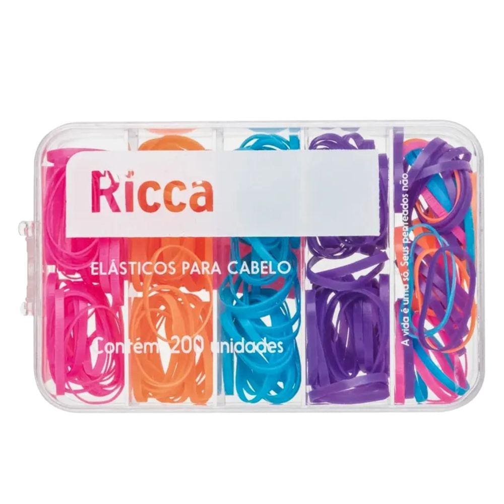 Elasticos Coloridos 200Pcs Com Case - Ricca 3345