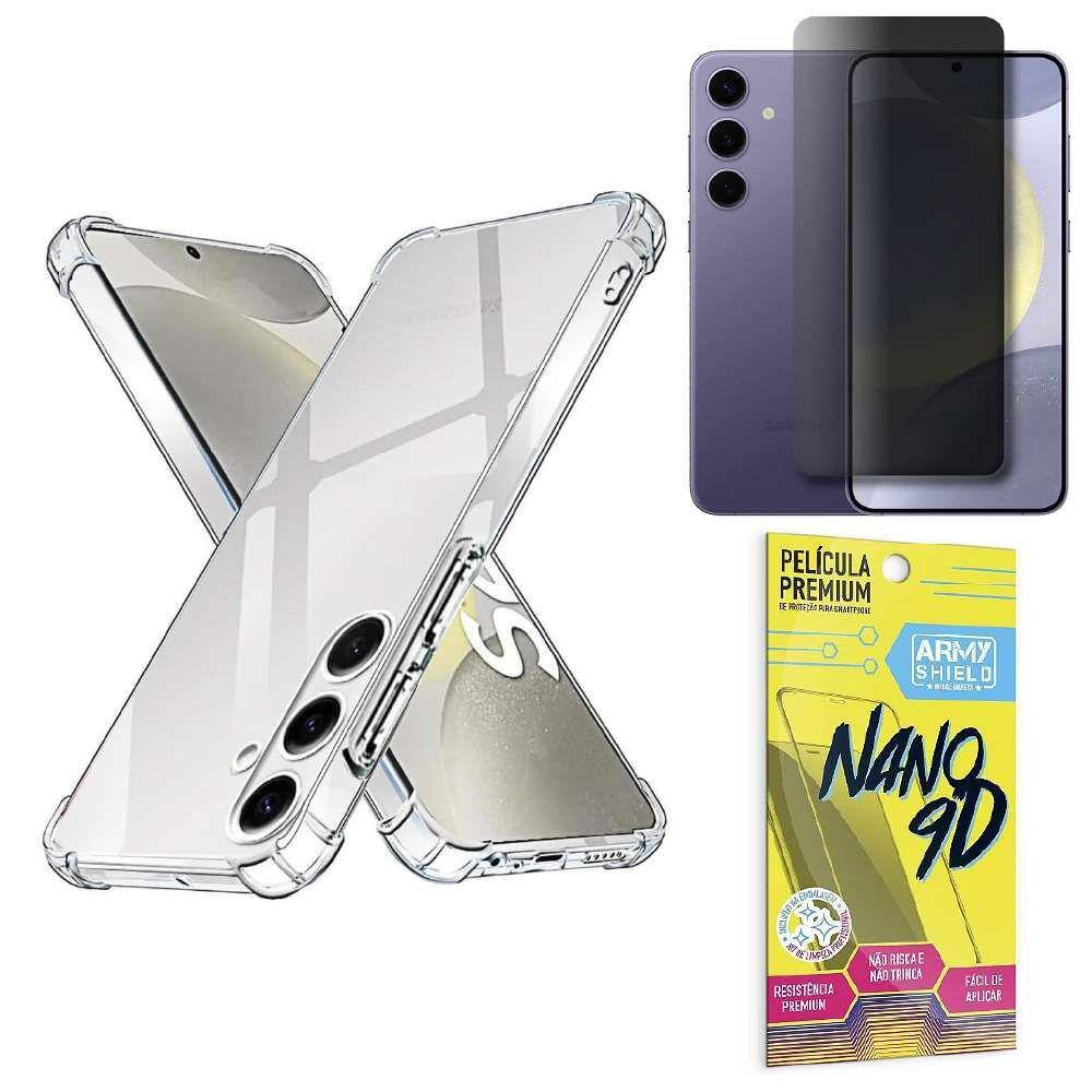 Kit Capinha + película de privacidade Cerâmica 9D para Samsung S24 Plus