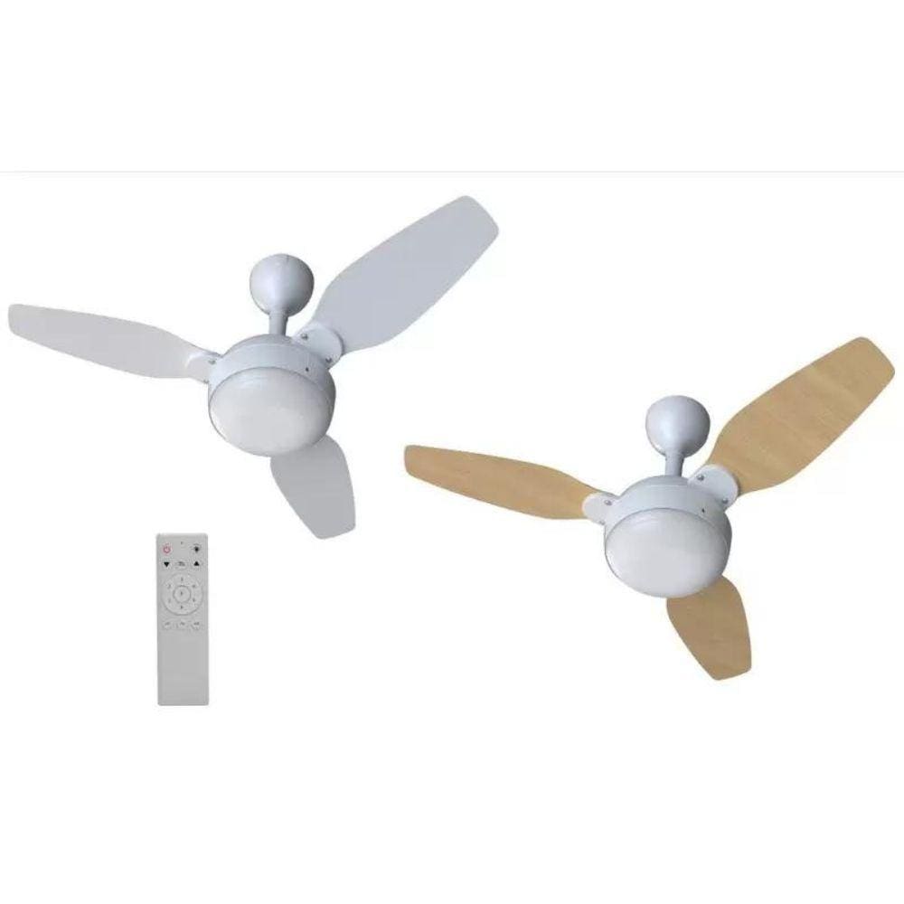 Ventilador Bivolt com controle remoto Ventisol Legacy Branco Pinheiro pás de duas cores