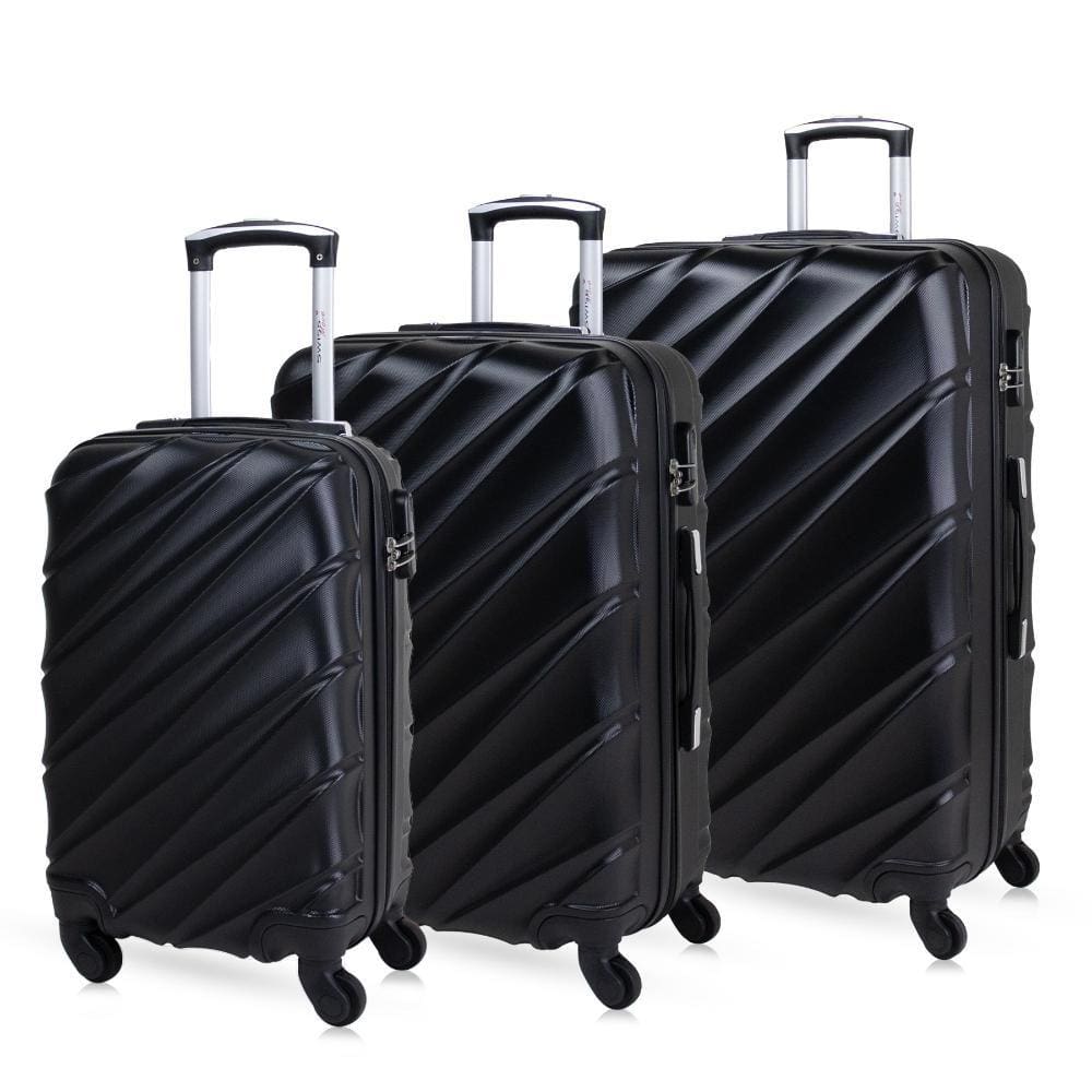 Kit mala de viagem ABS preta Pequena, Média e Grande Havana Swiss Move