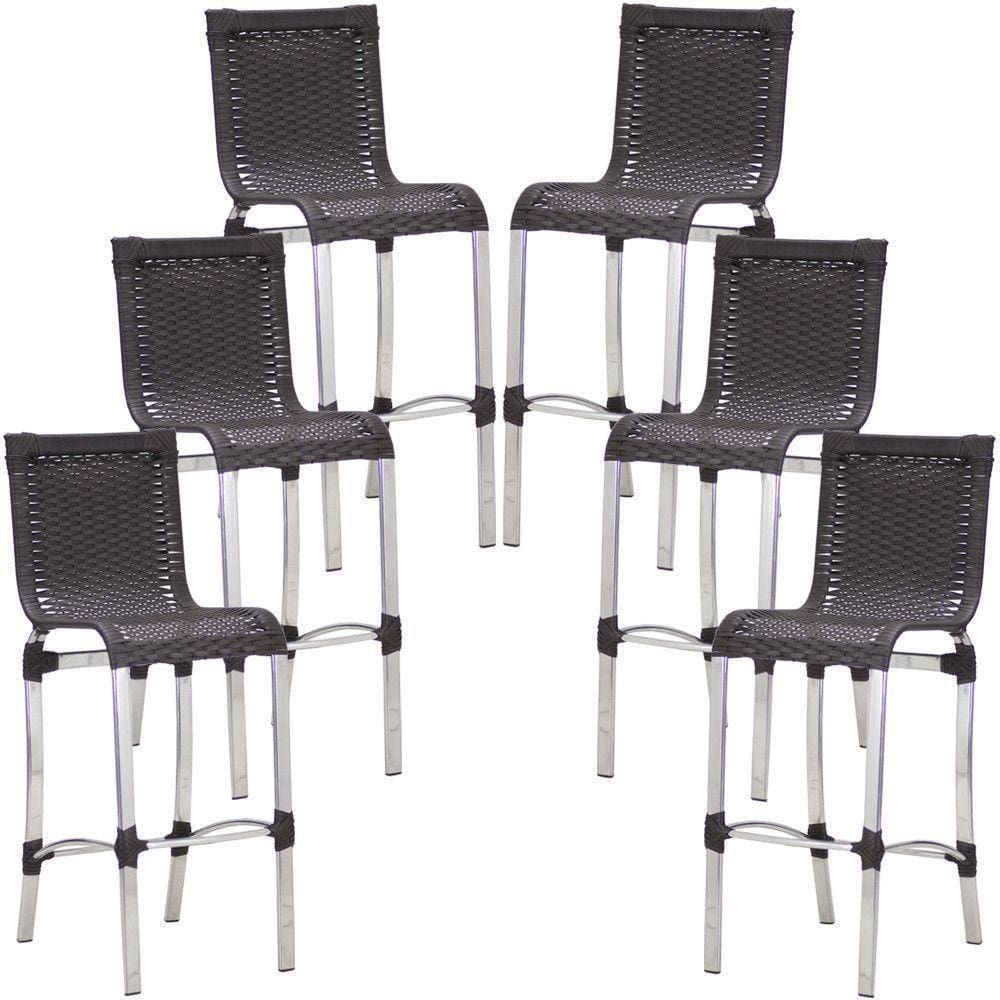Conjunto De 6 Banquetas Haiti Em Alumínio Para Cozinha Trama Tabaco