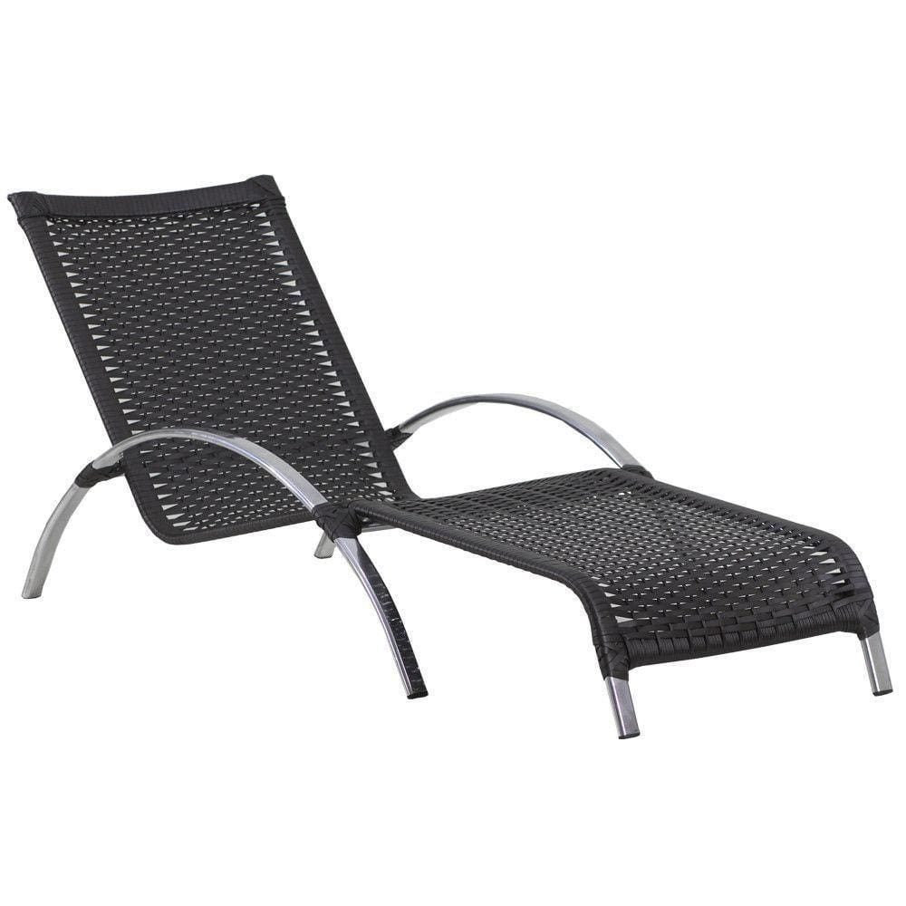 Espreguiçadeira Emily Fixa Em Alumínio Para Piscina Trama Preto
