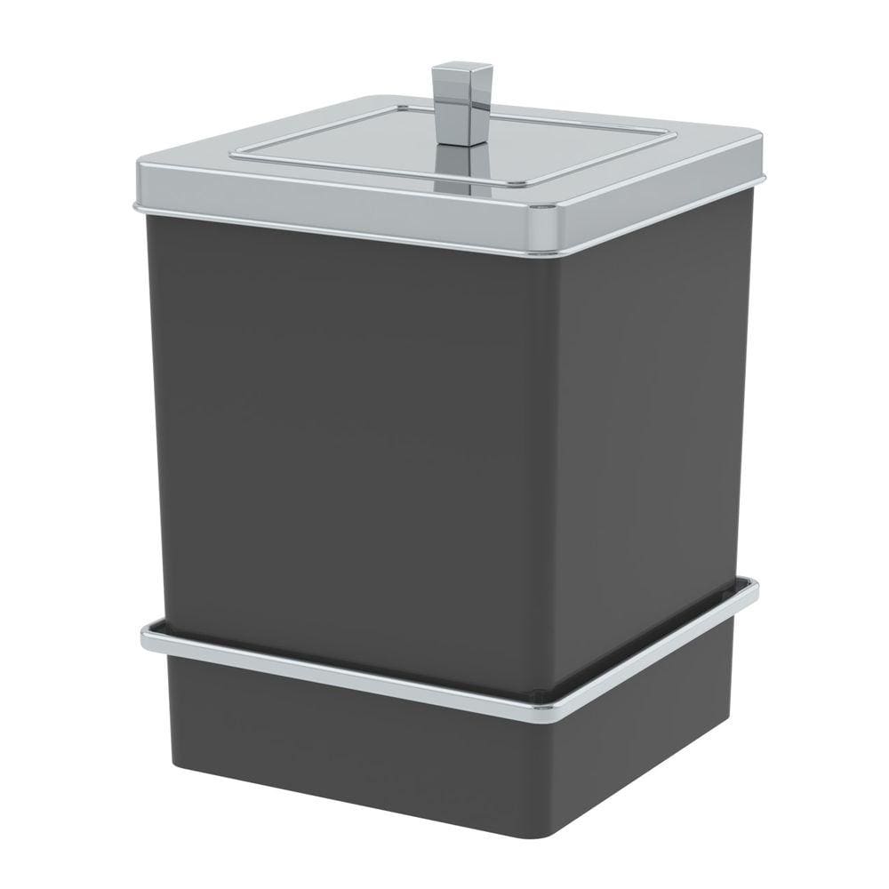 Lixeira 6,5L Tampa Quadrada Com Suporte Ventosa Cesto De Lixo Preto Cromado - 8065PTC Future