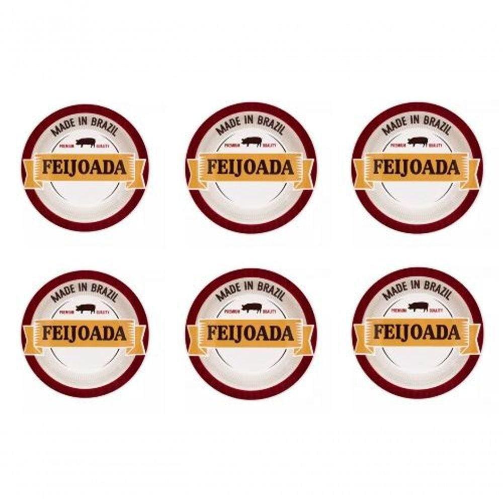 Conjunto De Pratos Fundo De Porcelana Feijoada Premium 6pçs - Oxford