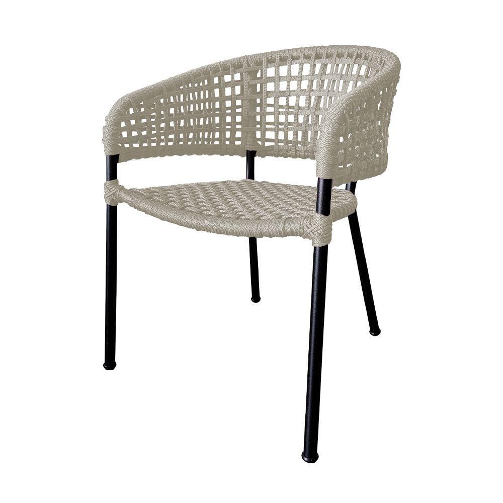 Cadeira Sol Corda Náutica Base em Alumínio Preto/areia