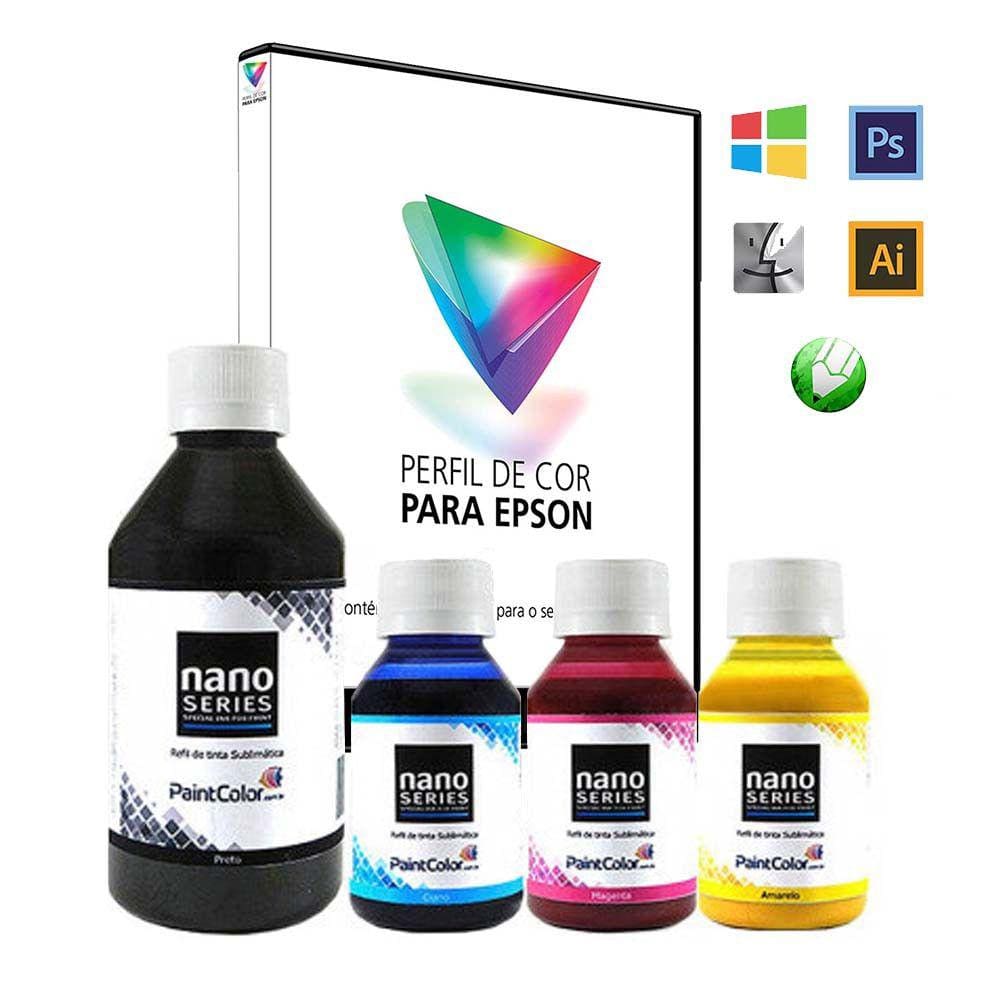 Tinta Sublimatica Nano Series 550mL - Kit com 1 Preto de 250 mL 3 Cores de 100mL