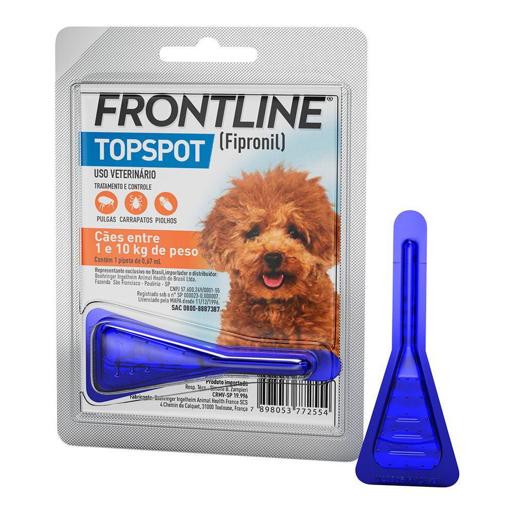 Frontline TopSpot Antipulgas e Carrapatos Cães 1 a 10kg