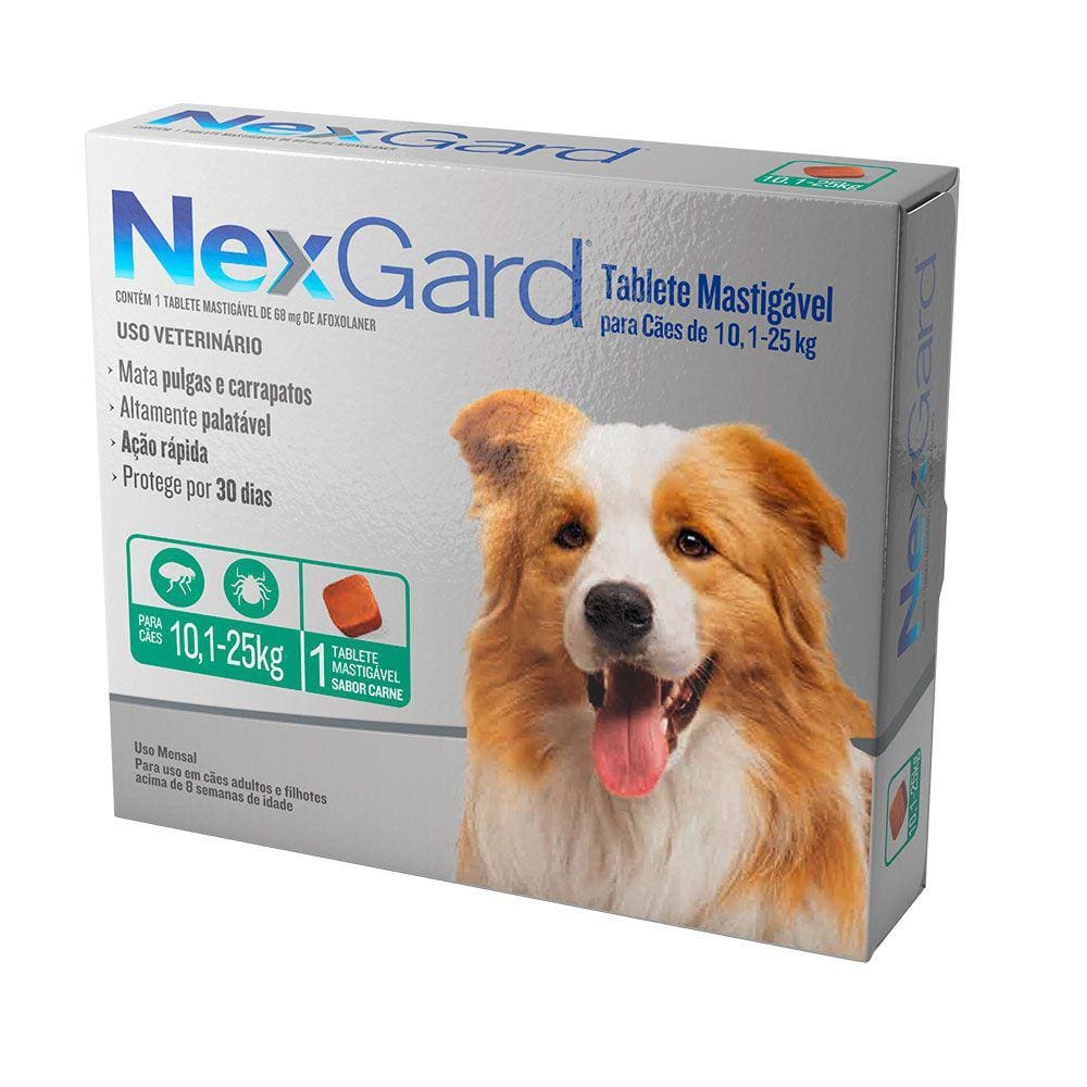 Antipulgas e Carrapatos Nexgard Cães 10,1 a 25kg 1 comprimido