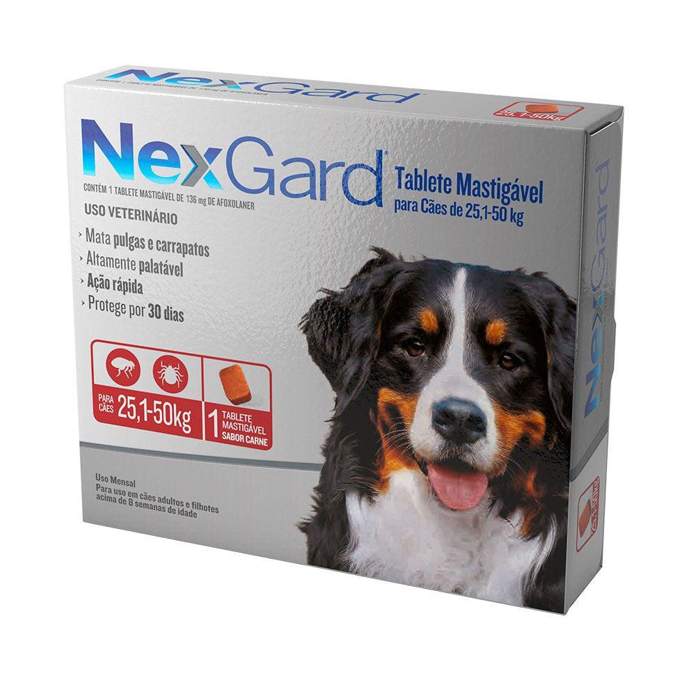 Antipulgas e Carrapatos Nexgard Cães 25,1 a 50kg 1 comprimido