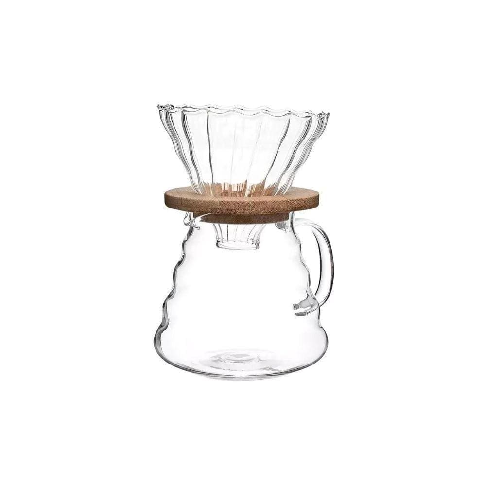 Passador De Café Bambu Jarra Em Vidro 500Ml Mimo Style