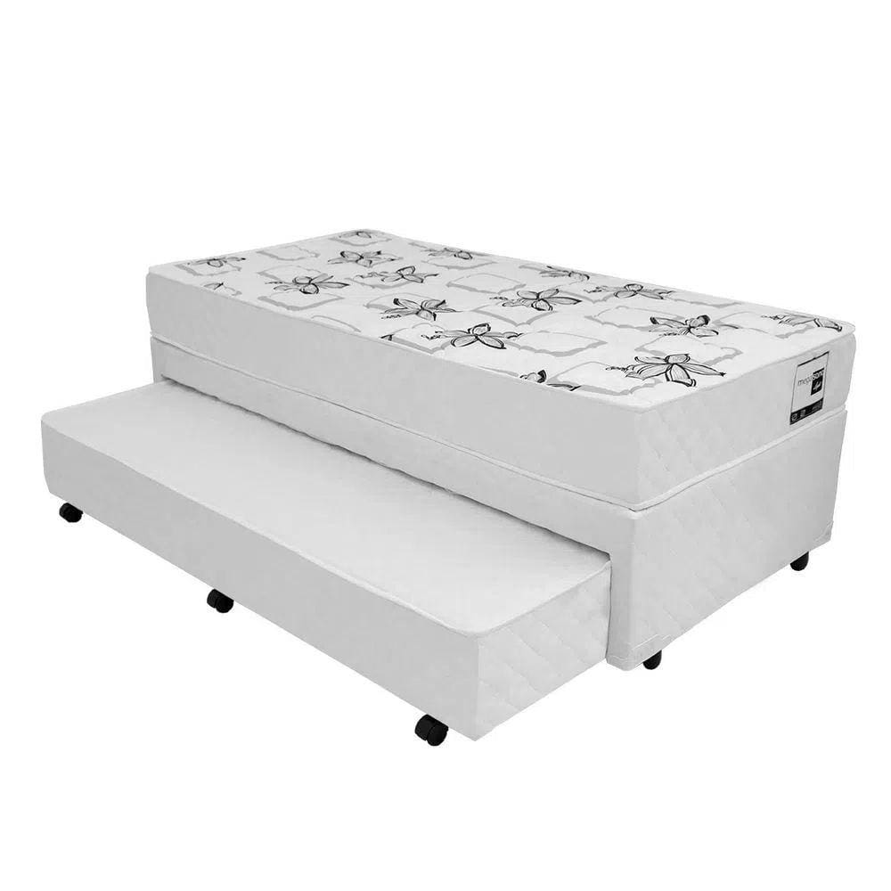 Colchão Mega Light Branco + Bicama Box Mega com Auxiliar em Molas - 088x188 - Solteiro