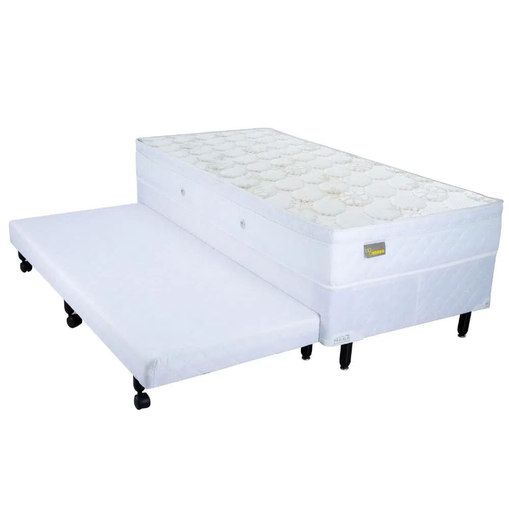 Colchão Solteiro Americana Mega Nanno Euro + Bicama Box com Auxiliar em Espuma - 096x203