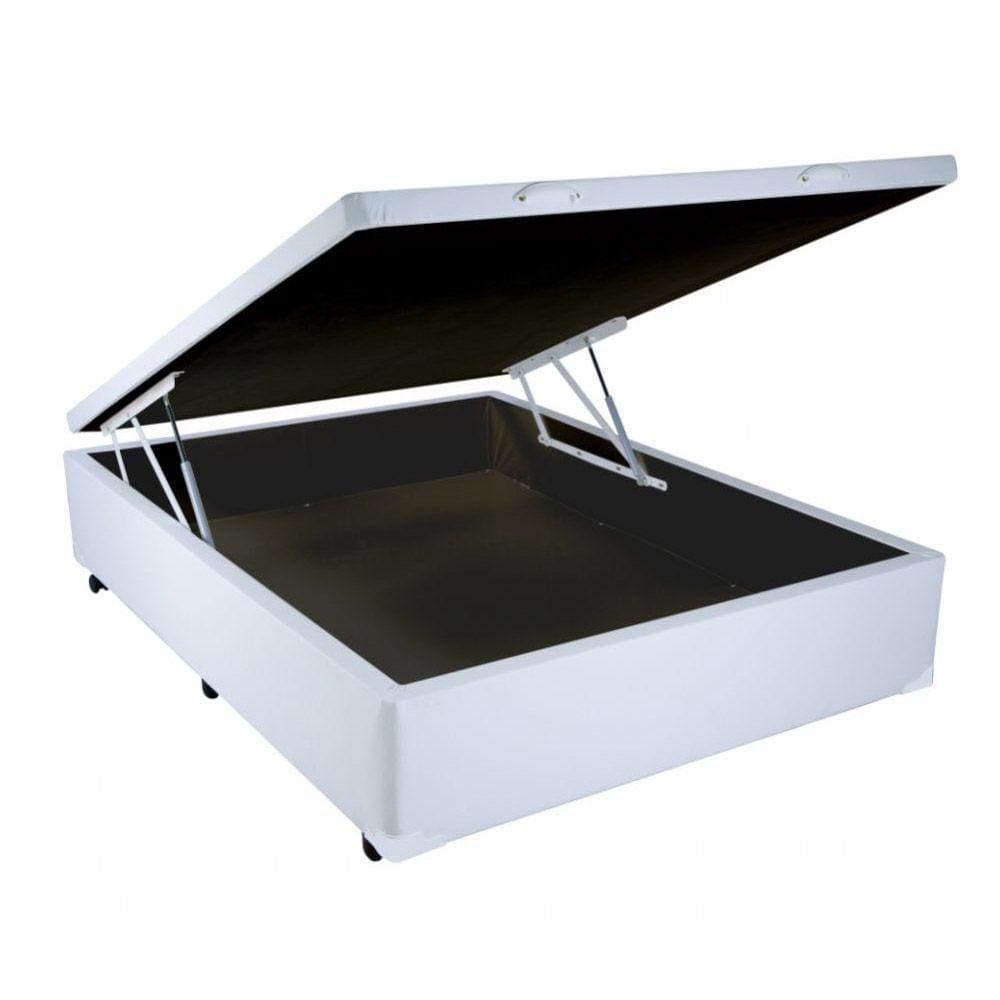 Cama Box Viúva com Baú Sonnoforte Corino Branco  - 120x203