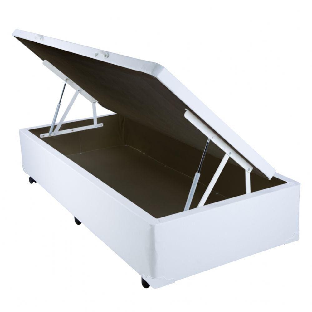 Cama Box Solteiro Americano com Baú Sonnoforte Corino Branco - 096x203