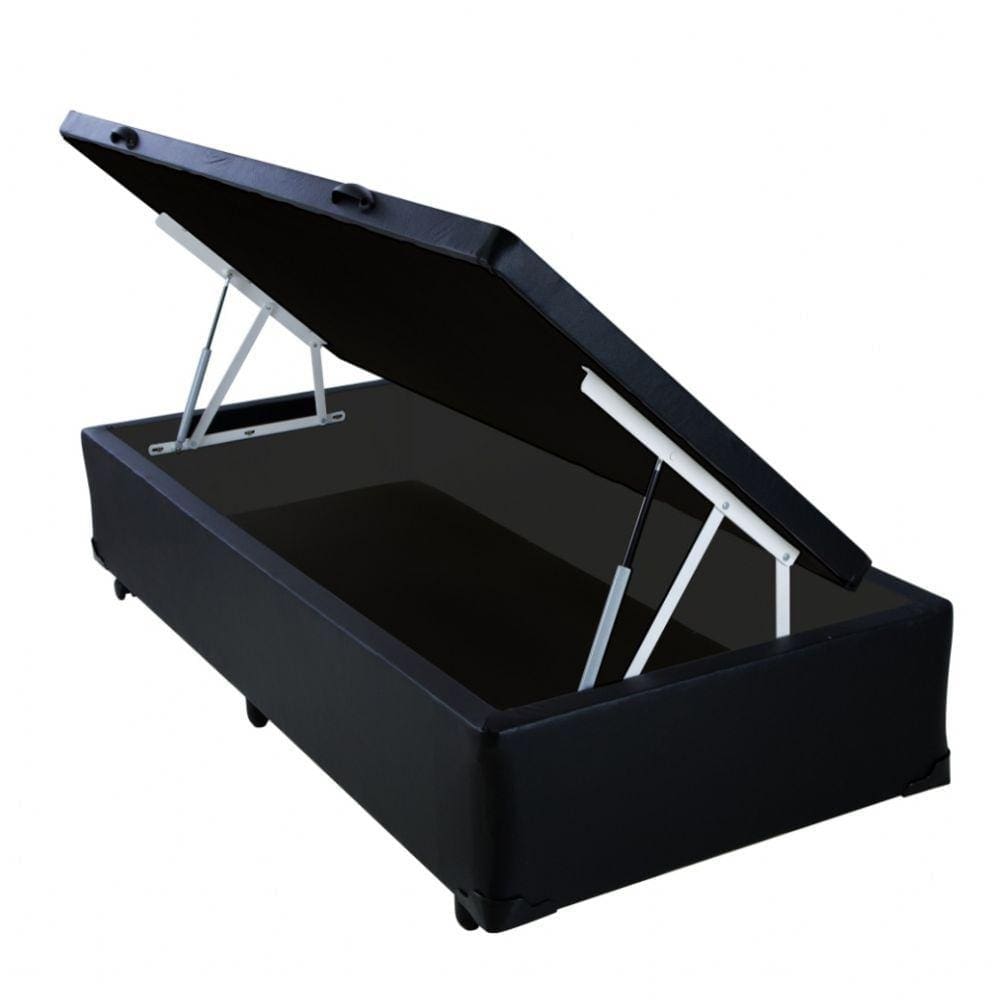 Cama Box Solteiro Baú Sonnoforte Corino Preto - 078x188