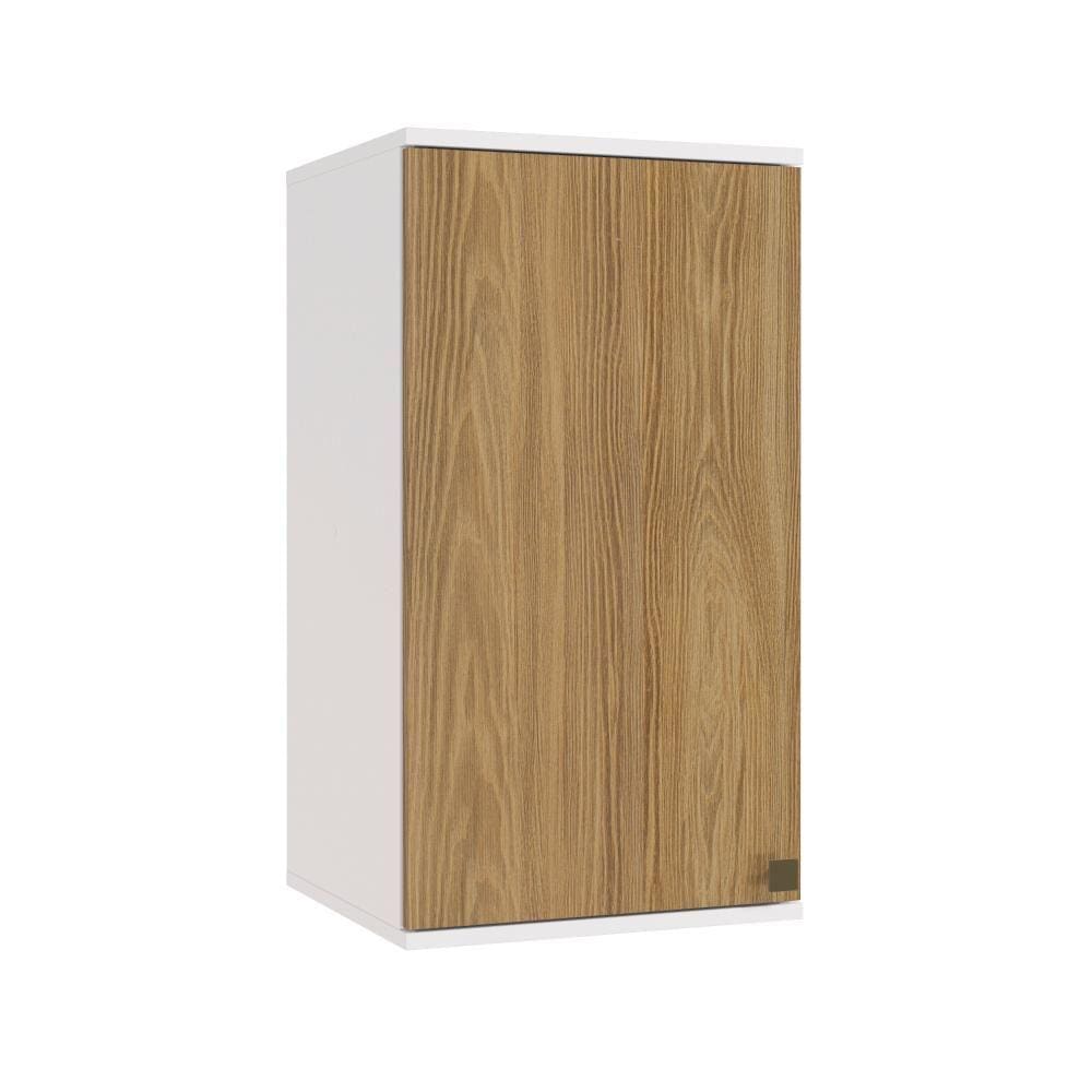 Armário Aéreo Celeste Kappesberg 100% MDF 1 Porta Branco/Nogueira 40cm