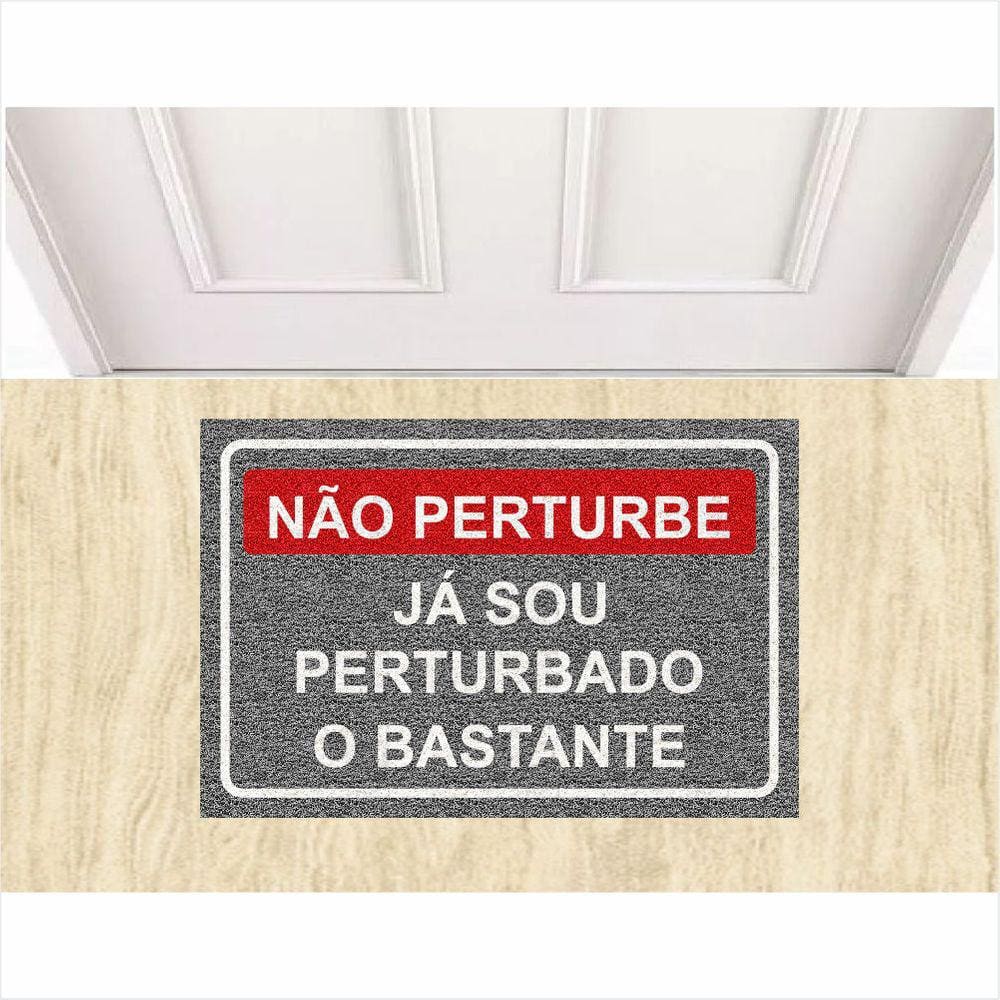 Tapete Capacho Não Perturbe 60X40 Cm Cinza Antiderrapante.