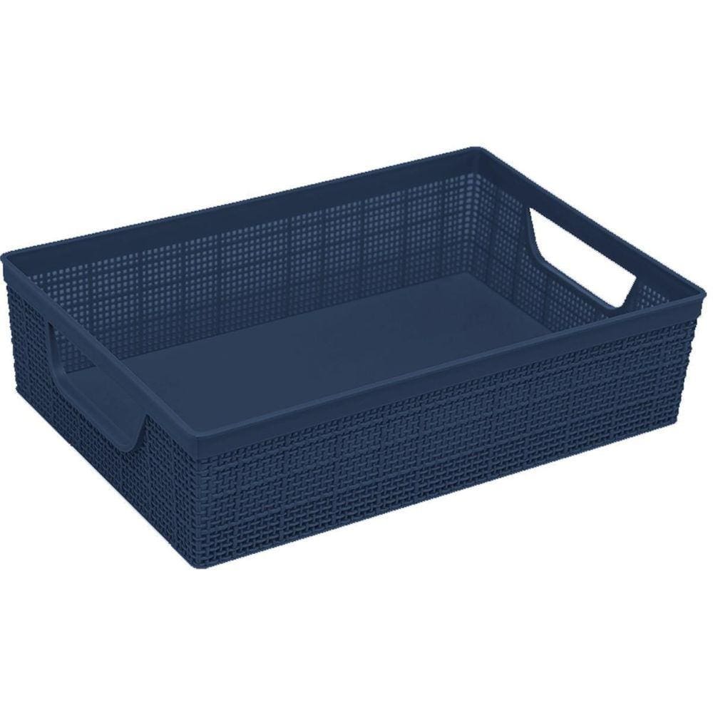Organizador De Armário Multiuso Decorativo Juta A5 2 L Azul