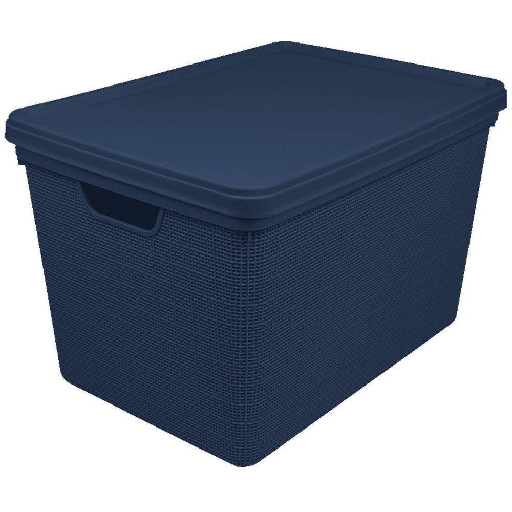 Organizador De Armário Juta Decorativo Multiuso 22 Lts Azul