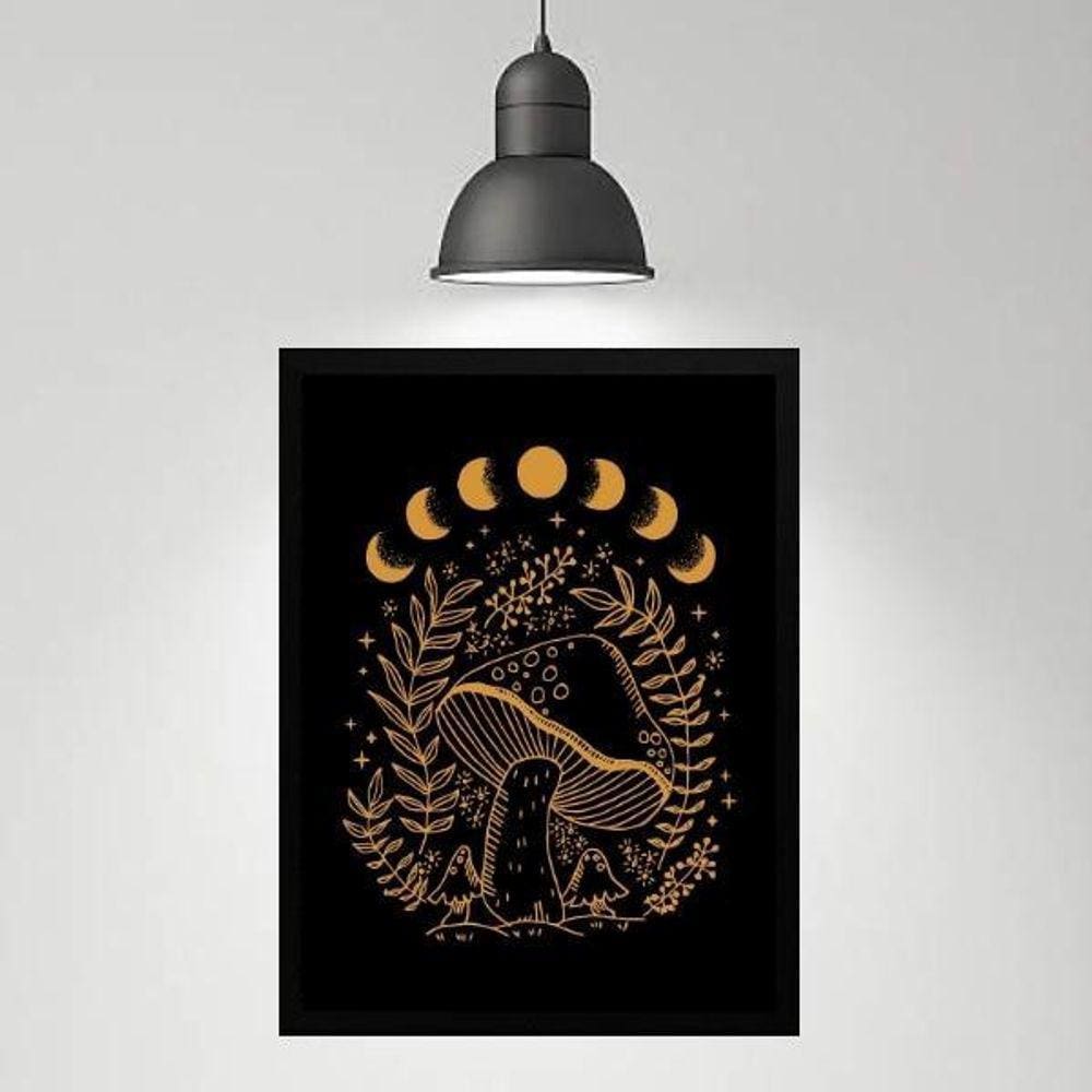 Quadro Místico Cogumelo - Fases Da Lua 45X34Cm