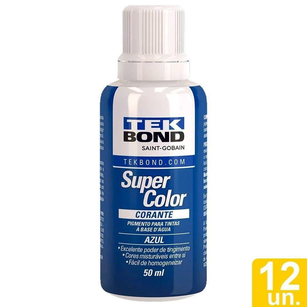 Corante Líquido Tekbond Azul 50ml - Embalagem com 12 Unidades