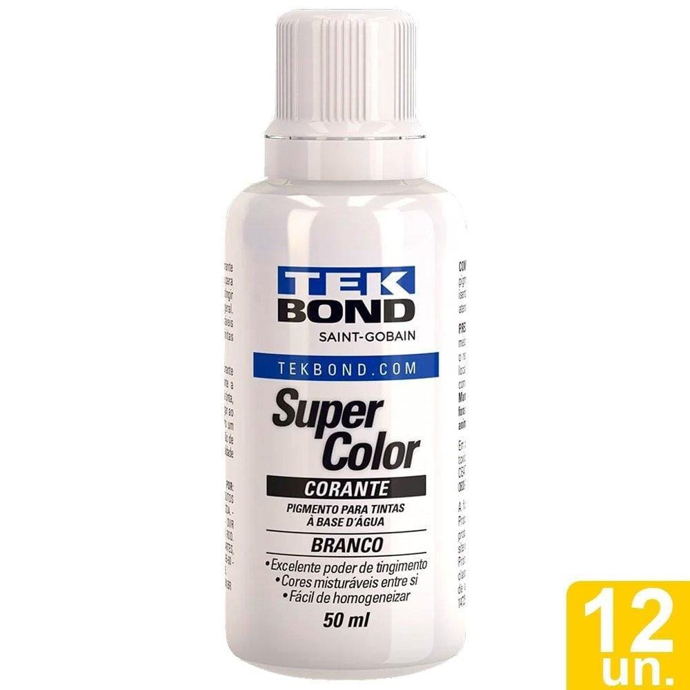 Corante Líquido Tekbond Branco 50ml - Embalagem com 12 Unidades