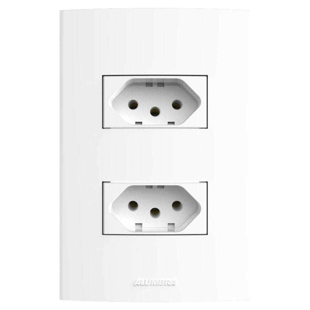 Conjunto 2 Tomadas 2Pólos 10A 250V~ com Placa 4x2 Inova Pro Alumbra