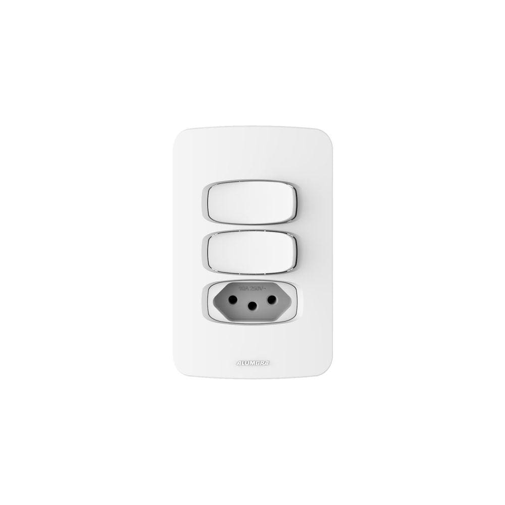 Conjunto 2 Interruptores simples + 1 tomada 10A 250V~ 4x2 Gracia Alumbra