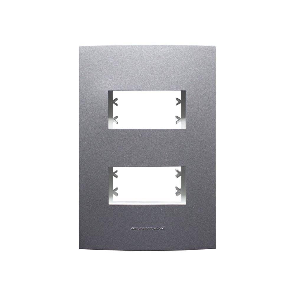 Placa 4X2 com Suporte Para 2 Módulos Distanciados Inova Pro Class Alumbra Grafite