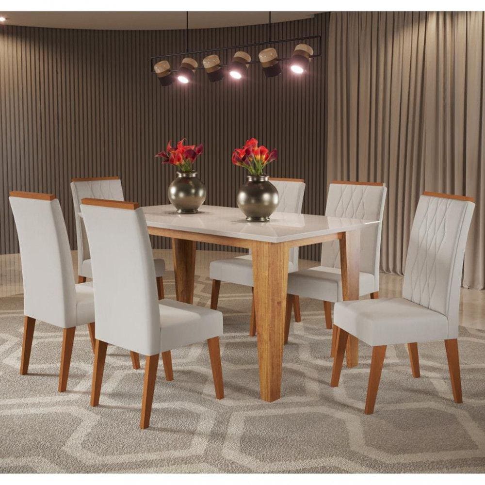 Conjunto Sala de Jantar Mesa Myla 6 Cadeiras Cristal Viero