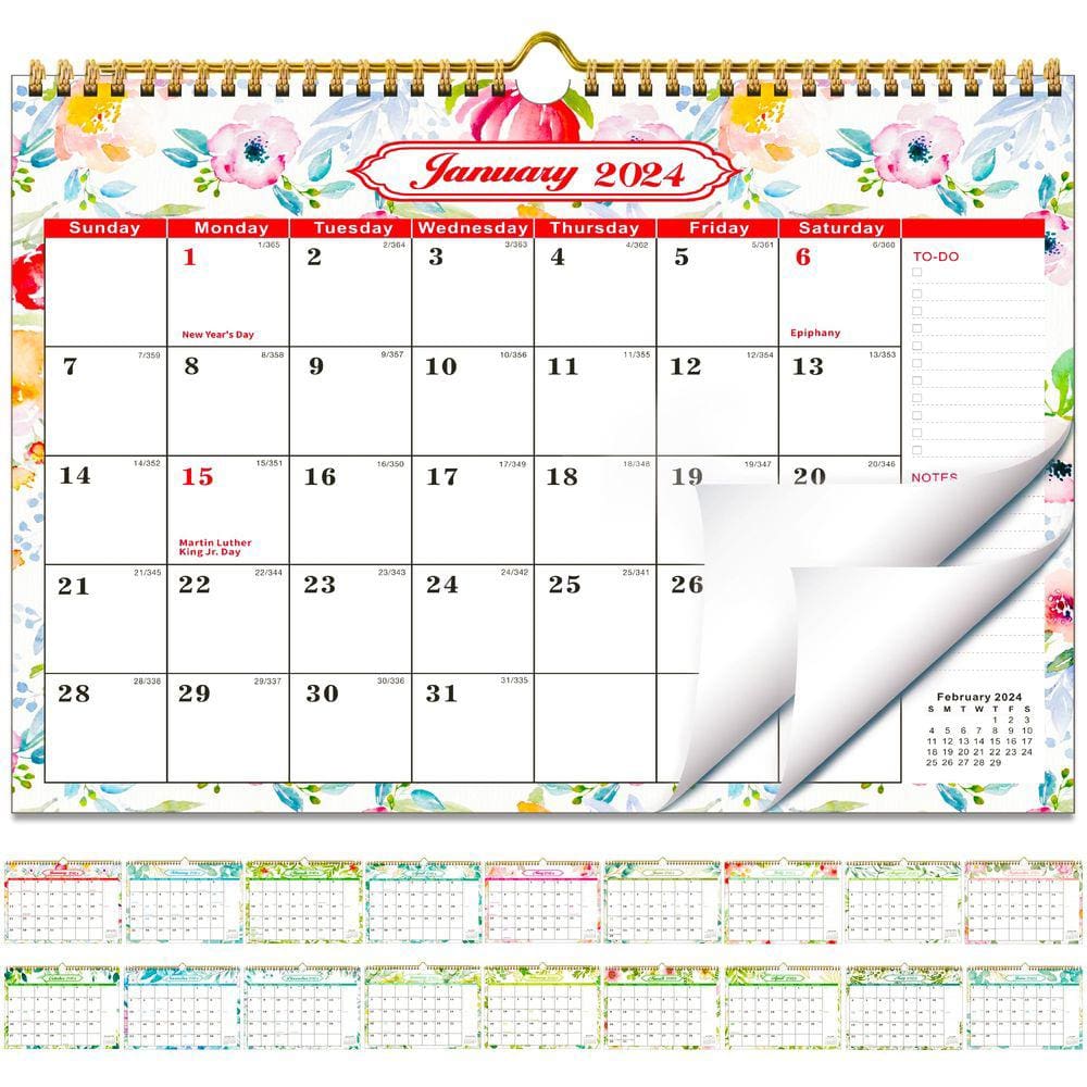 Calendário de parede PLOTMOND 2024-2025 12x17cm com adesivos