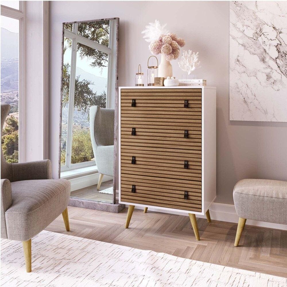 Comoda Amber 4 Gavetas Branco Fosco / Brise